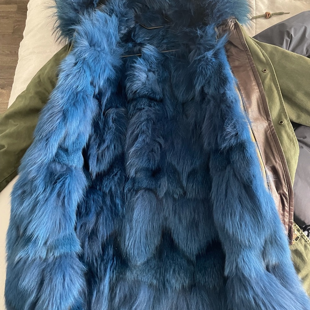 Army Green with Blue Fur